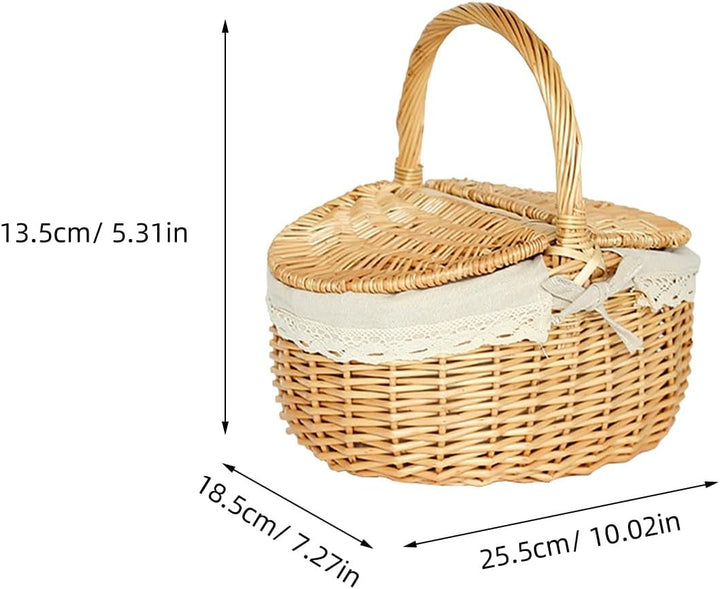 Toddmomy 1 Stück Weiden-Picknickkorb Mit Deckel Und Griff Leere Picknickkörbe Im Vintage-Stil Für Pi