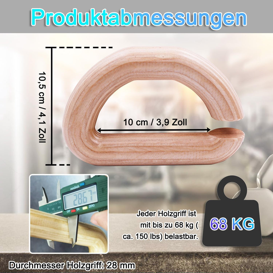 J Bryant Widerstandsbänder mit Klimmzughilfe, einzigartige, vielseitige Übungsgriffe aus Holz mit Gr