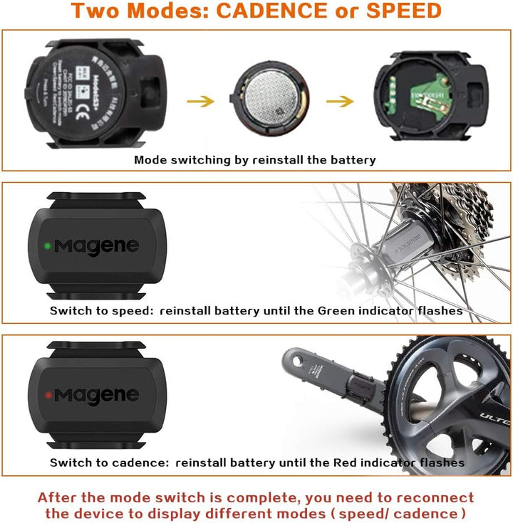 Magene S3 + Geschwindigkeitssensor und Trittfrequenzsensor, ANT+ und Buletooth 4.0 Drahtloser Fahrra