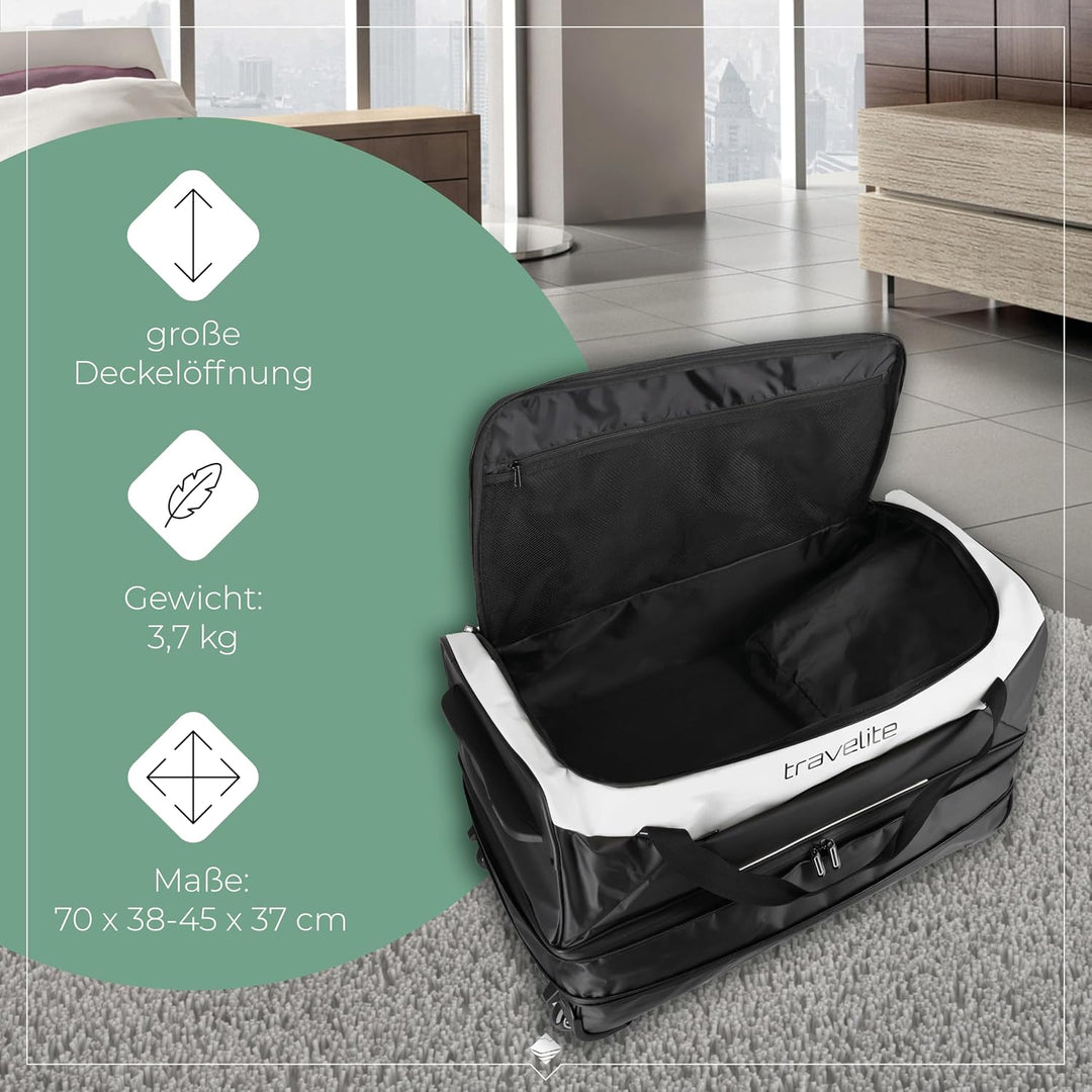 Travelite Trolley Reisetasche mit Rollen aus wasserabweisendem Material, Basics Weichgepäck Rolltasc