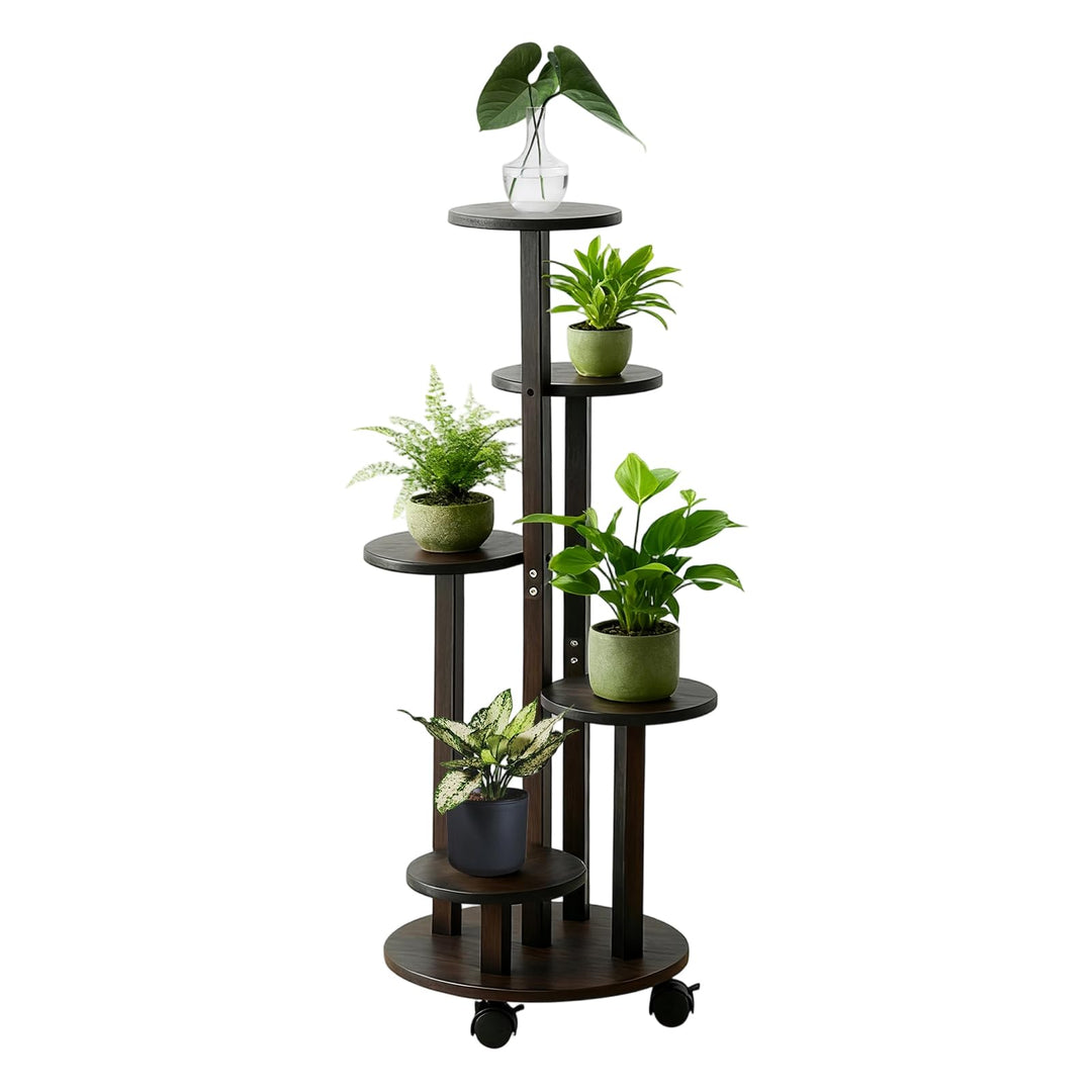 THCTYRP Hoher und niedriger Bambus-Blumenständer, Scheibenblumenständer, Pothos-Blumentopfständer mi