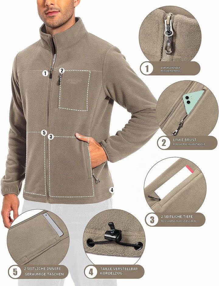 Pioneer Camp Herren Fleecejacke Full Zip Outdoor Polar Leicht Winddicht Jacke mit Reissverschluss M