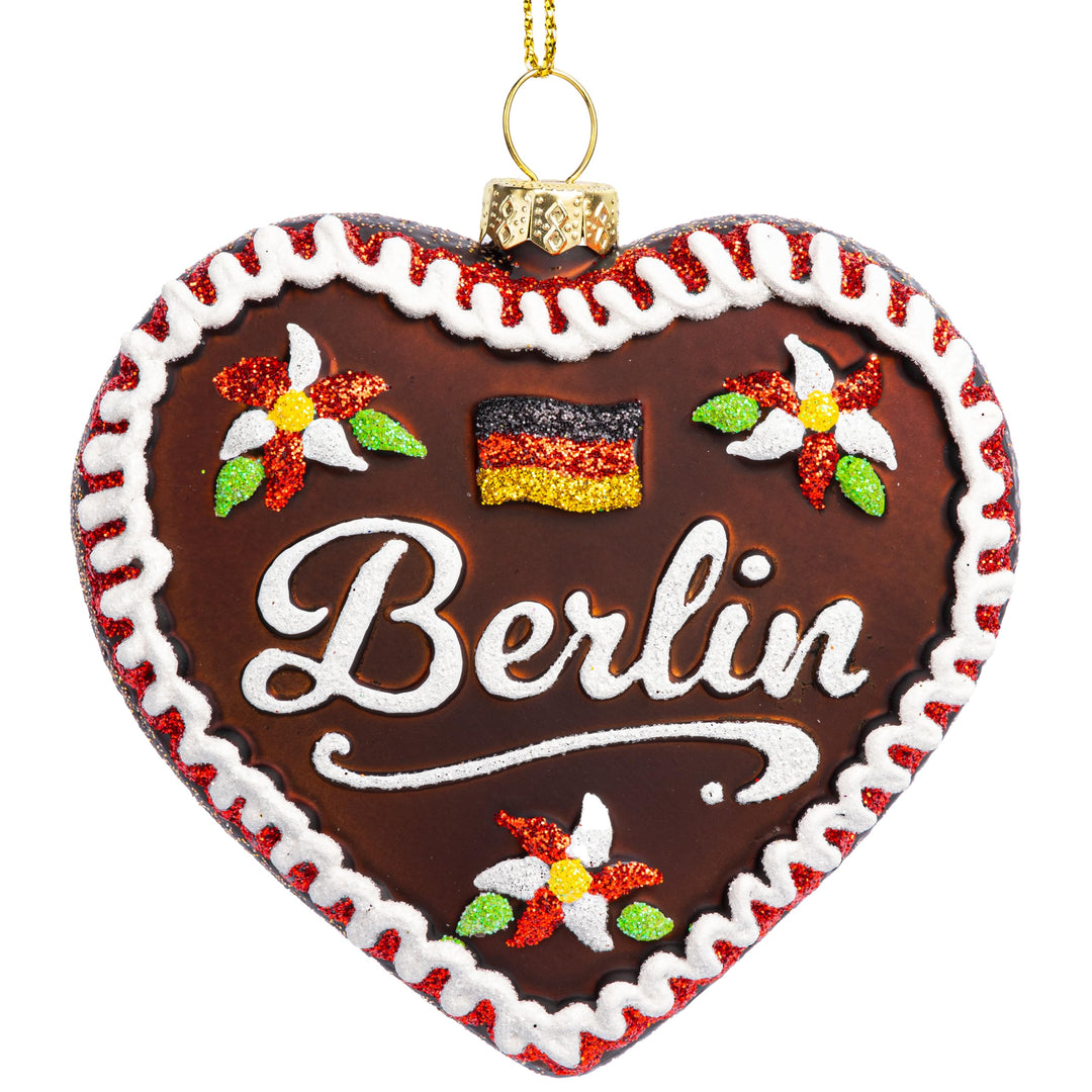 SIKORA Lebkuchen Herz Souvenir besondere Weihnachtskugel Glas Christbaumschmuck Deko Figur Stadt Mot