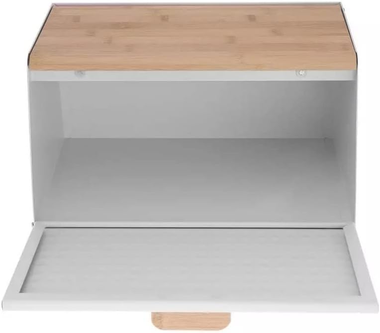 Brotkästen mit Deckel,Brotaufbewahrungsbox, Schneidebrett aus Bambus, Brotkasten aus Metall, Brot un