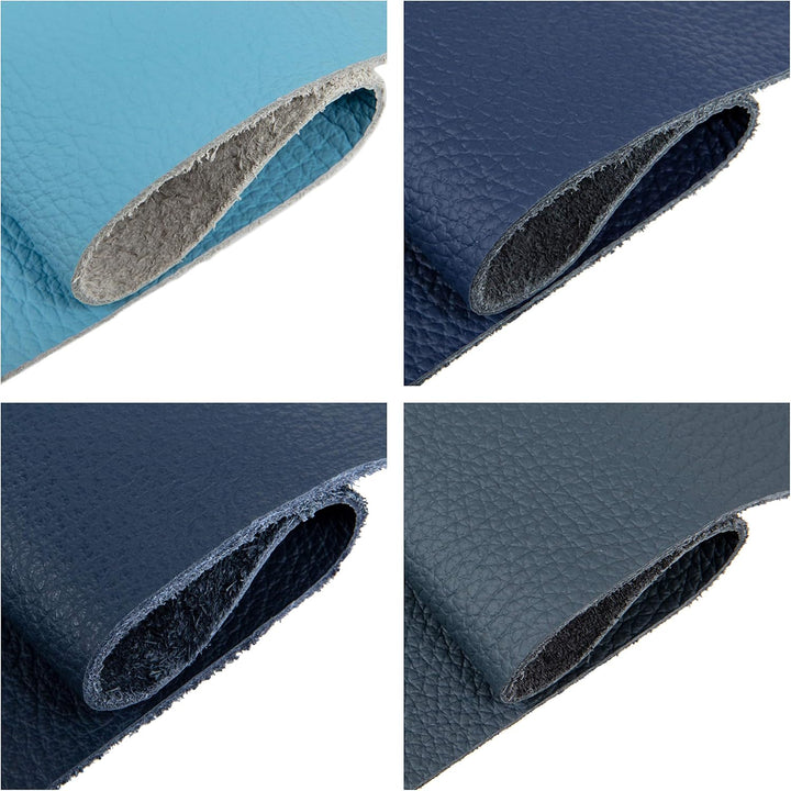 Lederstücke - Variierende Lederbündel in verschiedenen blauen Farbtönen, Leder Zuschnitt, Extra Gros