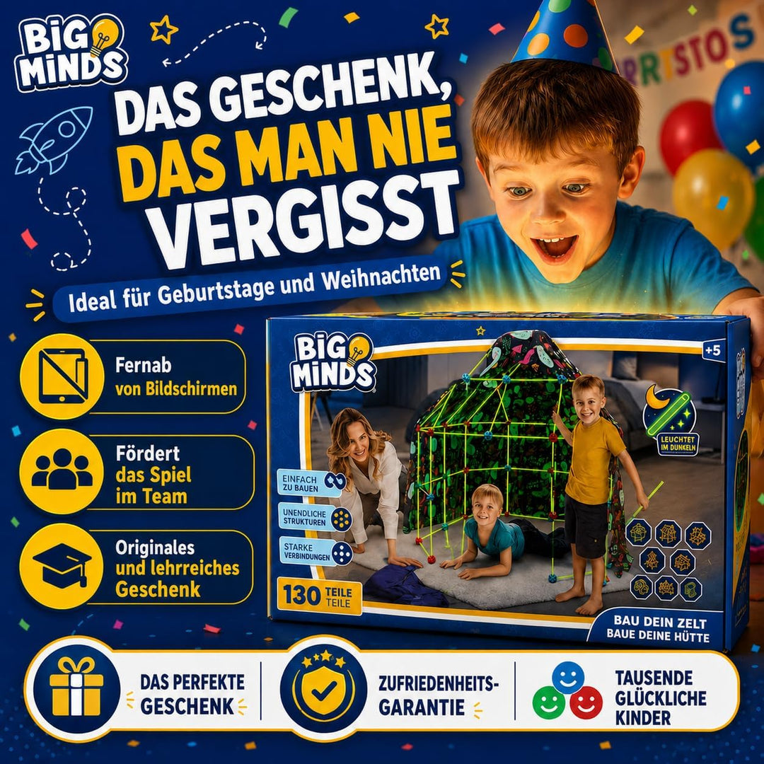 Outdoor Spiele Für Kinder | Höhle Bauen Die Im Dunkeln Leuchtet | Konstruktionsspielzeug 130 Stück |