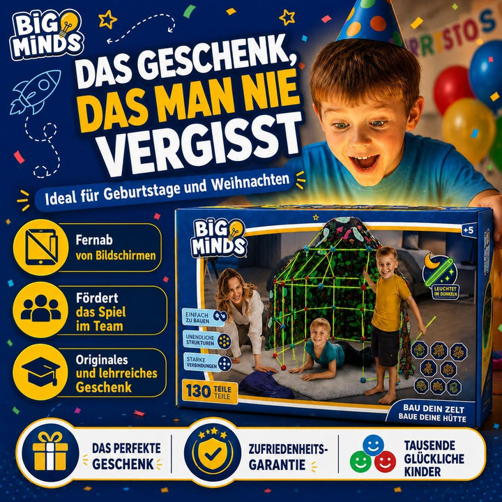 Outdoor Spiele Für Kinder | Höhle Bauen Die Im Dunkeln Leuchtet | Konstruktionsspielzeug 130 Stück |