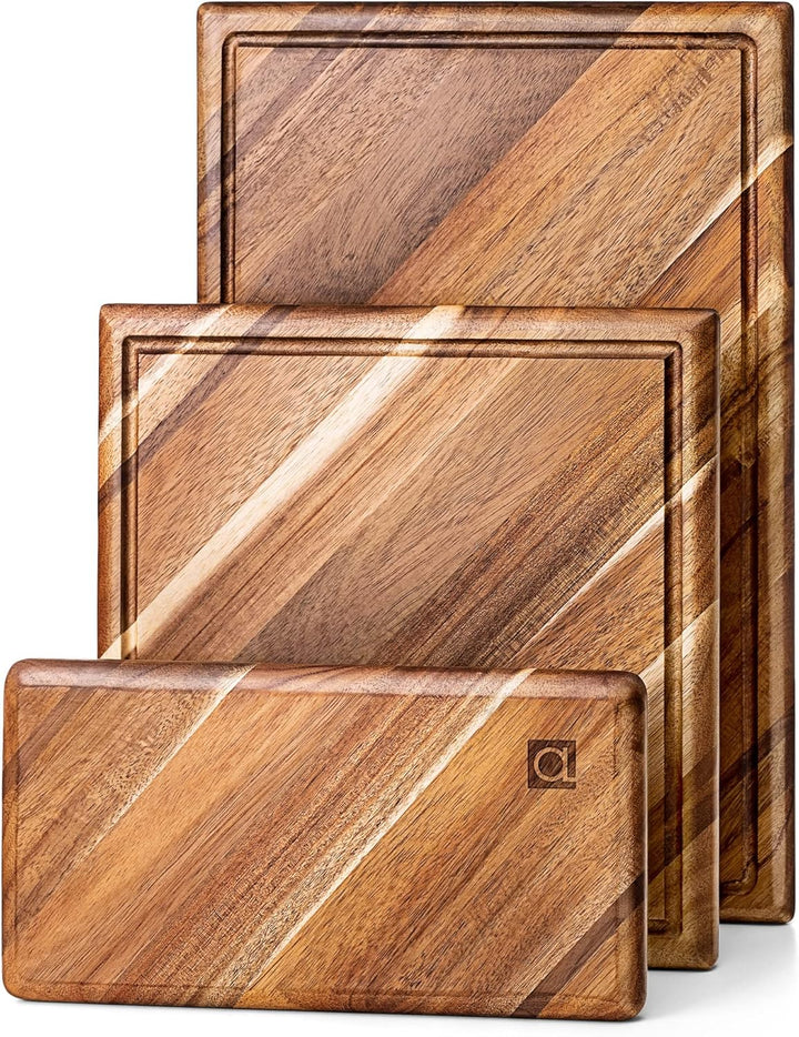 Chorus Schneidebrett Holz (3er Set) - Luxuriöses Akazienholz Tranchierbrett，Küchen Schneidbretter mi