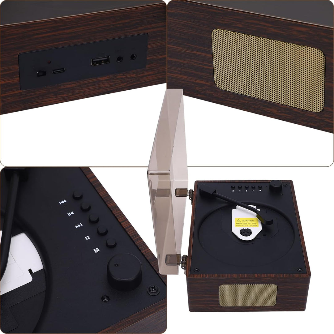Tragbarer Bluetooth CD Player mit Fernbedienung Retro HiFi-Sound-Lautsprecher Unterstützt CD AUX USB