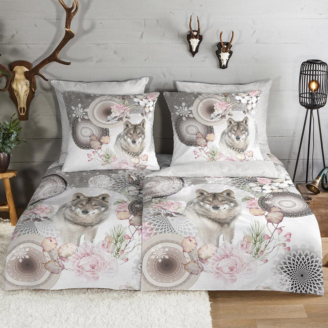 HIP Flanell Bettwäsche Isaci Grey 1 Bettbezug 135 x 200 cm + 1 Kissenbezug 80 x 80 cm, 1 Bettbezug 1