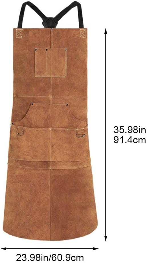 Lederschürze Für Holzarbeiten, Lederschürze 6 Werkzeugtaschen, Robuste Schweissschürze Für Männer Un