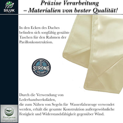 freigarten.de Ersatzdach für Pavillon 334 cm x 334 cm Sand Antik Pavillon Wasserdicht Material: Pana