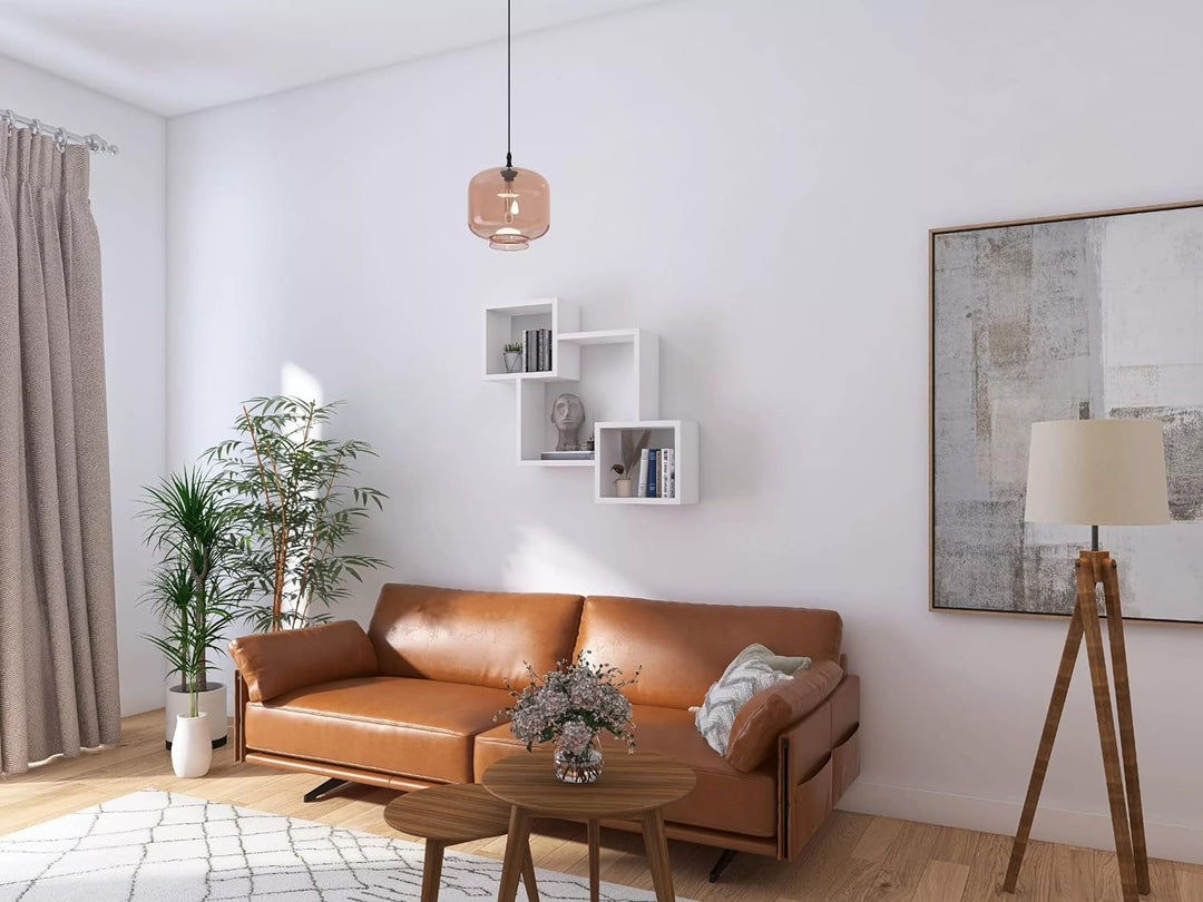 KUBUTKU Dekorativ Wandregal mit 3 Böden 78x71x18 Design Skandinavischer Modern für Wohnzimmer Küche