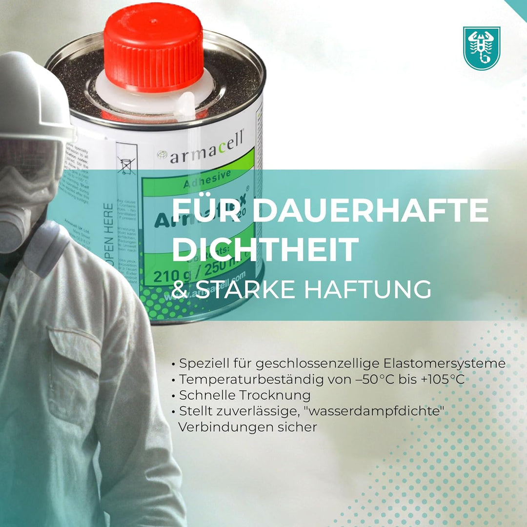 Armaflex Armacell Kleber 520 für Kautschuk-Platten und Schläuche 0,25 Liter Pinseldose + Scorprotect