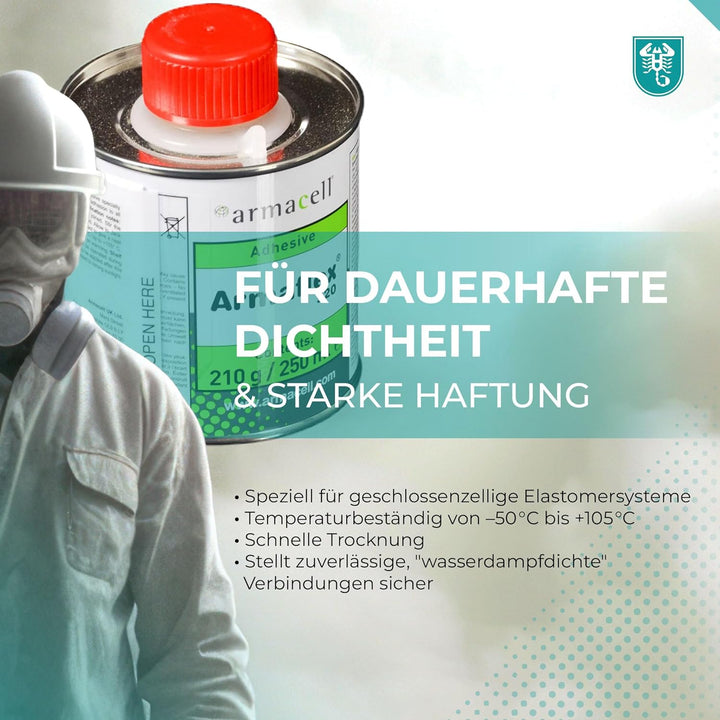 Armaflex Armacell Kleber 520 für Kautschuk-Platten und Schläuche 0,25 Liter Pinseldose + Scorprotect
