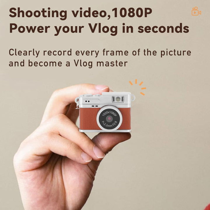 Elprico Retro -Digitalkamera, 1080p Vintage Style Point and Shoot Vlogging Camera mit Blitzlicht und