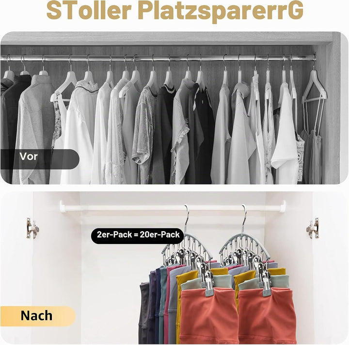 Volnamal Legging-Organizer, Metall-Yogahosenbügel mit Gummibeschichtung, 4 Stück, 10 Clips für 40 Le