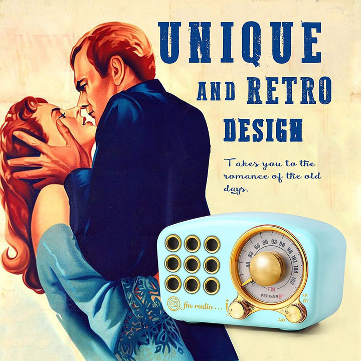 Radio Feegar Retro Bluetooth Lautsprecher,Vintage FM Radio mit altmodischem klassischem Stil,Starke