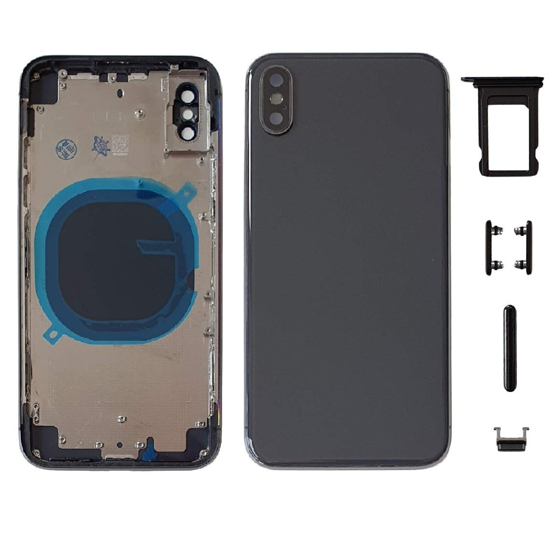 Smartex® Backcover aus Glas + Rahmen kompatibel mit iPhone X | Rückseite Cover + Frame (Space Grau)