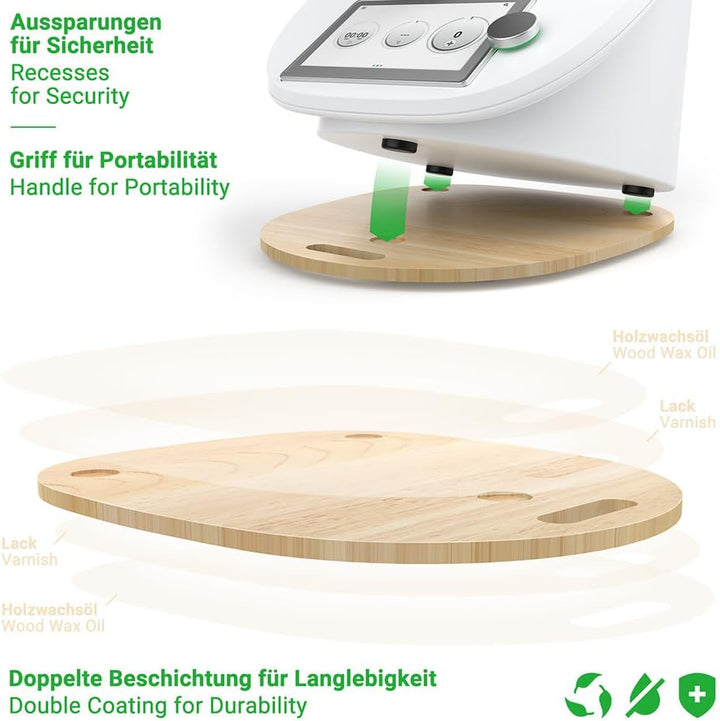 Siegvoll Gleitbrett für Thermomix TM6 TM5 aus Holz, Gleiter müheloses Verschieben Rollbrett, Zubehör