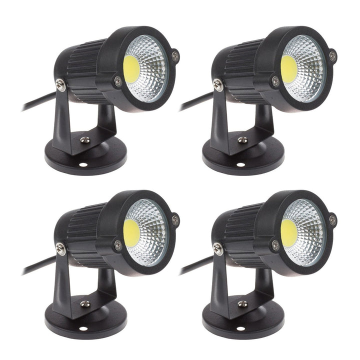 4er 5W LED Gartenleuchte mit Base Gartenstrahler IP65 wasserdicht 85-265V/AC für Garten, Terrasse, P