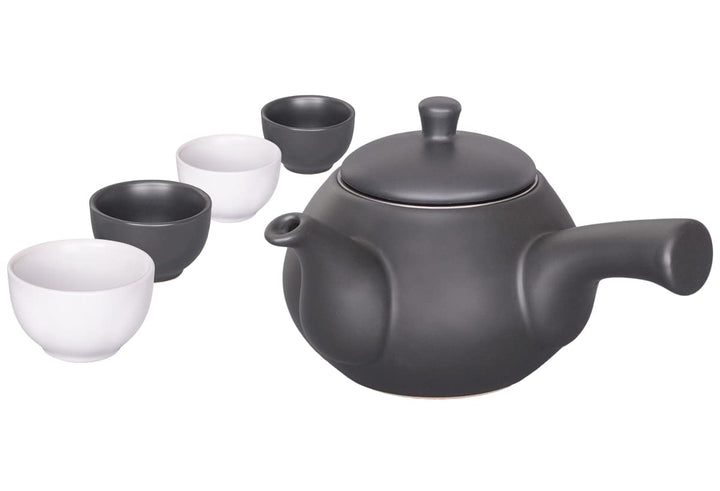 Japanisches Teeset bestehend aus eine Teekanne 600ml mit Seitengriff und 4 Teecups aus Keramik