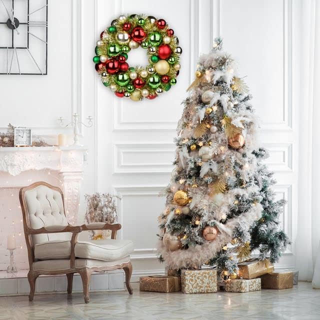 13 Zoll/33cm Weihnachtskranz, Türkranz, Weihnachtlicher Weihnachtskranz Outdoor, Weihnachtsdeko Indo