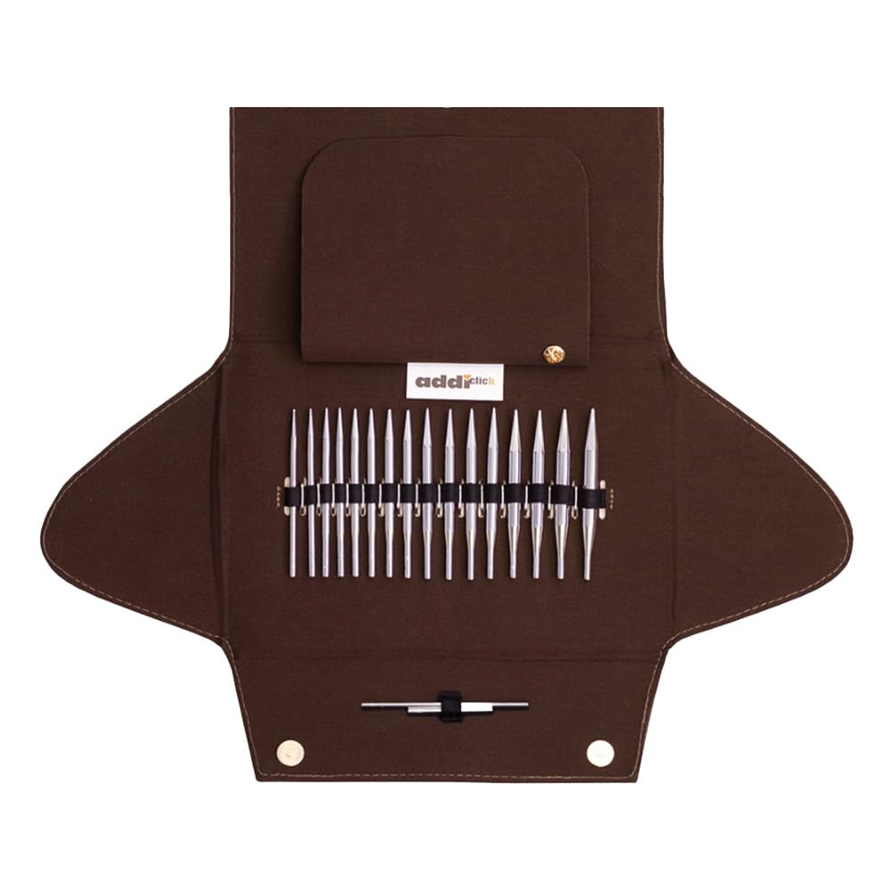 Addi Click Lace Needle Set, Metall, Red, 3,5-8 mm Kurze Spitze, Kurze Spitze