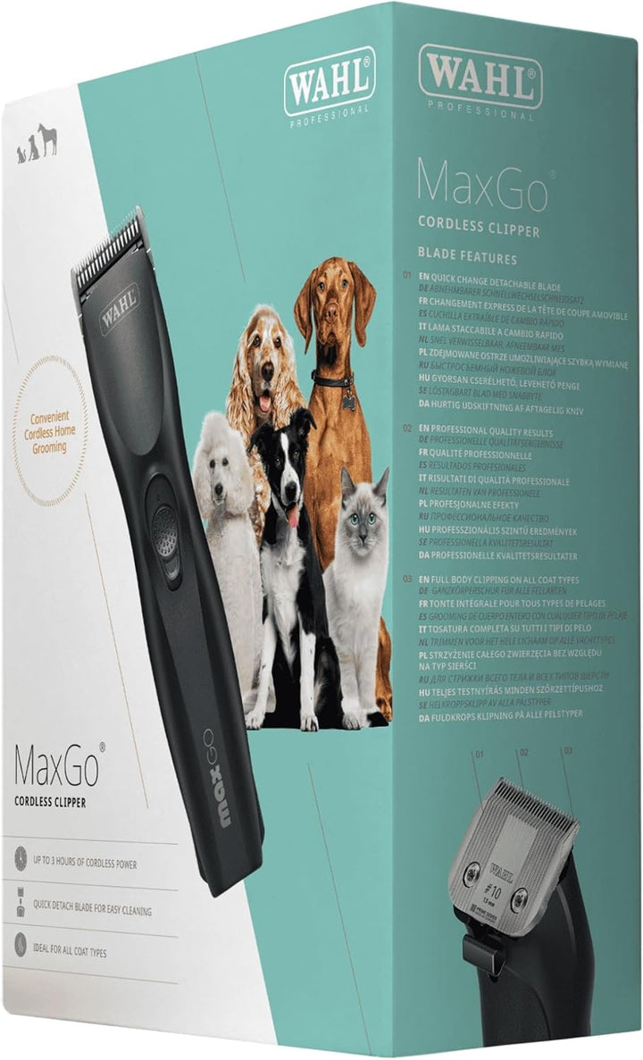 Agrarzone Edition Wahl Moser Max Go Hundeschermaschine mit Aufsteckkamm-Set - Kraftvolle Akku Scherm
