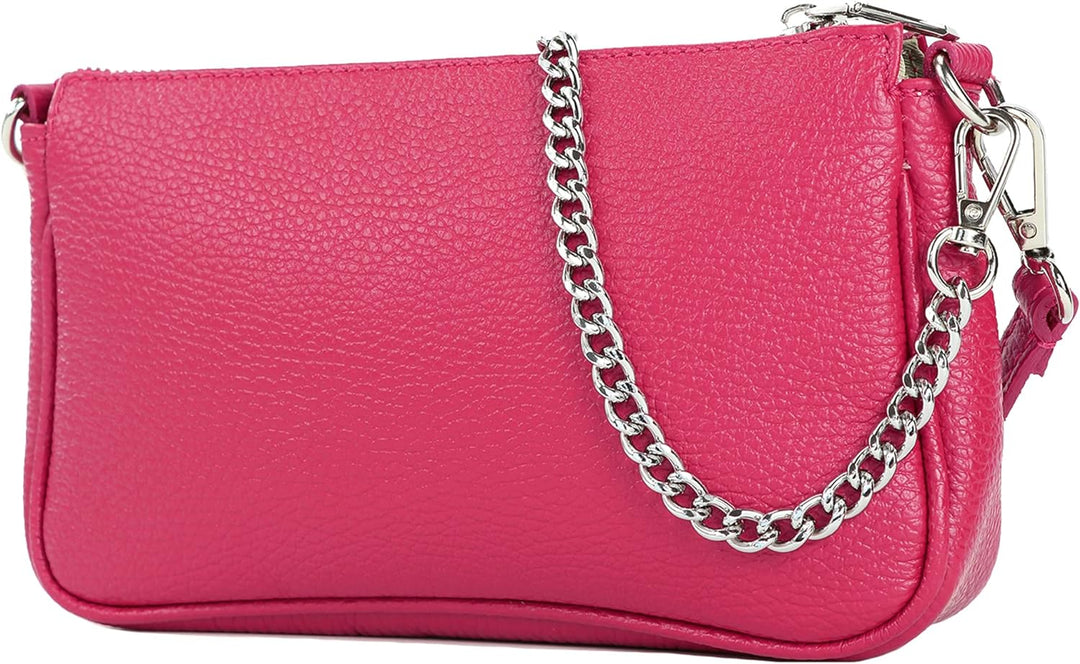 modamoda de - T237 - Umhängetasche Klein Small aus ital. Leder Rosa, Rosa
