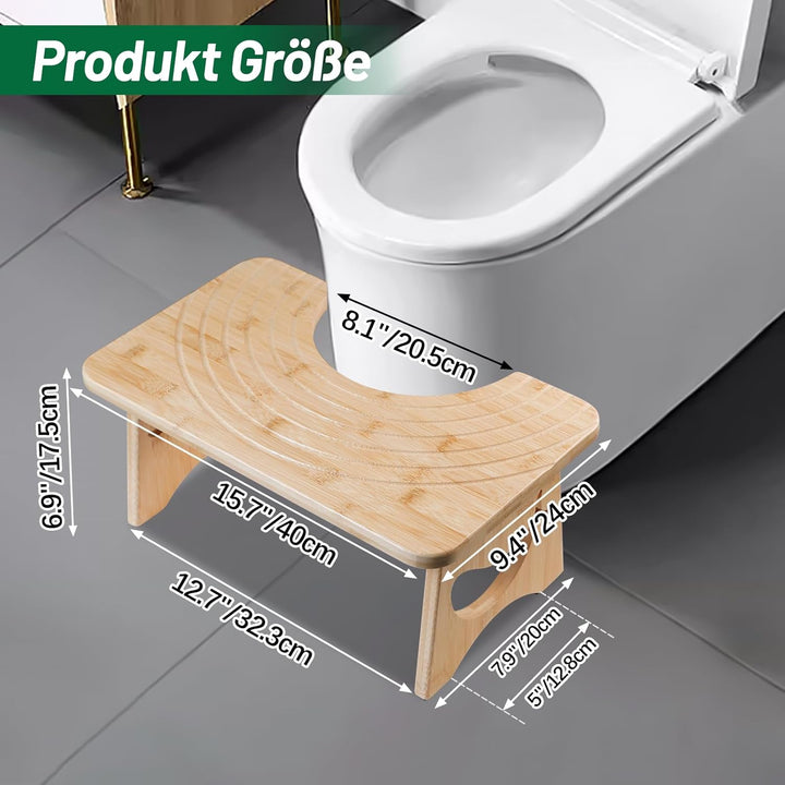 Klappbarer Toilettenhocker Erwachsene aus Bambus, 17.5cm Whale Design Toilettenhocker Klappbar für V