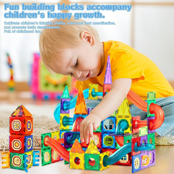 AQXONG 74 Pcs Magnetisches Bauspielzeug mit Rohren, Montessori Spielzeug für Kinder, Pädagogische Ba