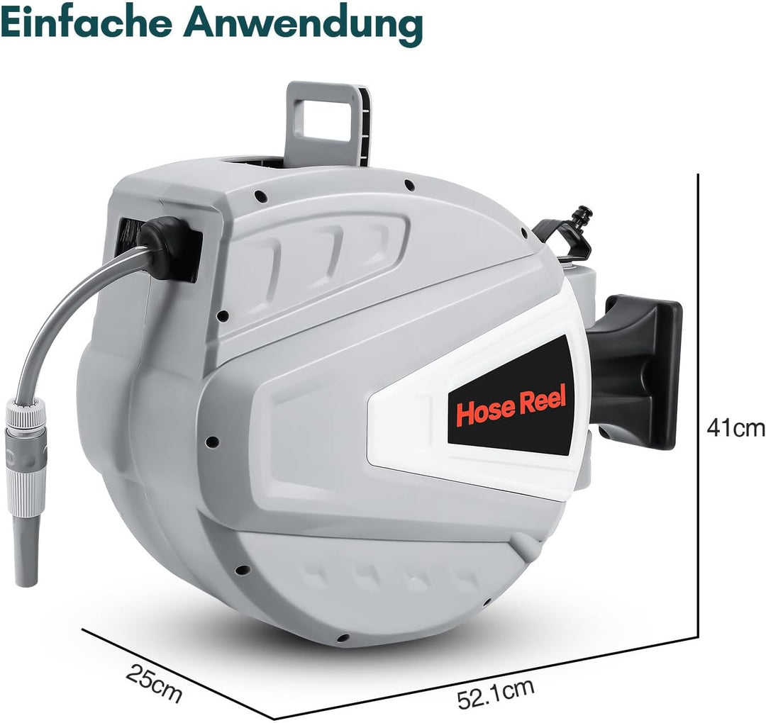 Schlauchtrommel Schlauchbox 30+2m, Automatik Schlauchaufroller 180°,Wand-Schlauchbox mit Handbrause