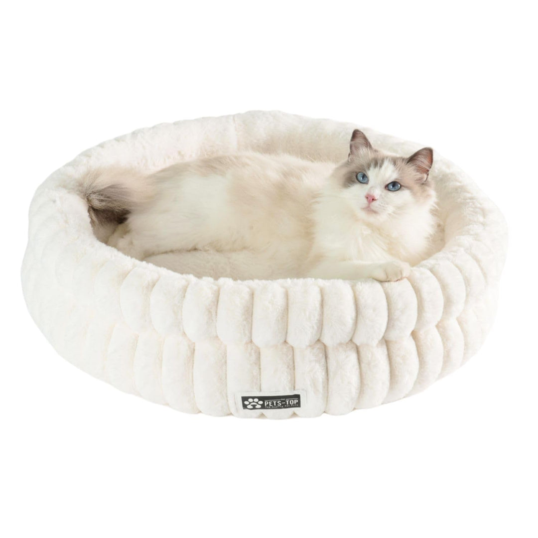 Katzenbett Flauschig – Katzenkissen Rund Weich – Cat Bed Waschbar – Schlafplatz für Katze &amp; Kleine H