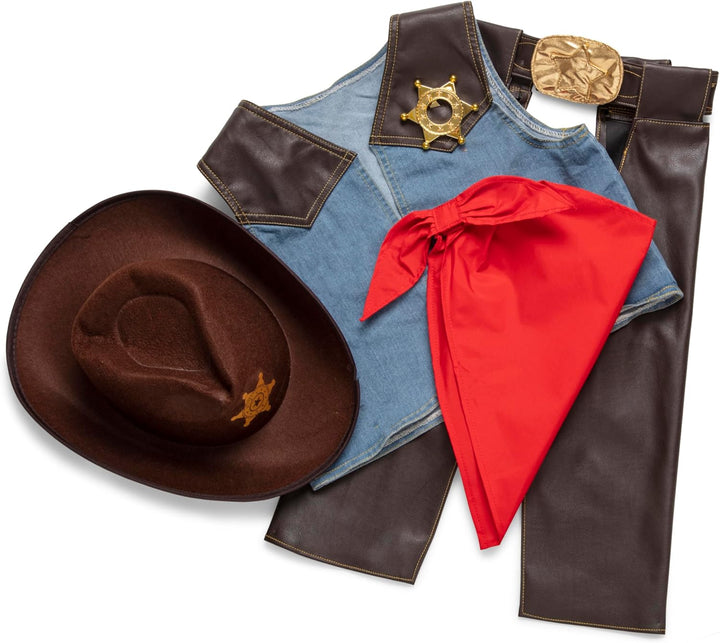 Melissa & Doug 14273 Cowboy-Rollenspiel-Kostüm-Set | Cowboyhut Kostüm | Baby-Cowboy-Outfit | Rollens