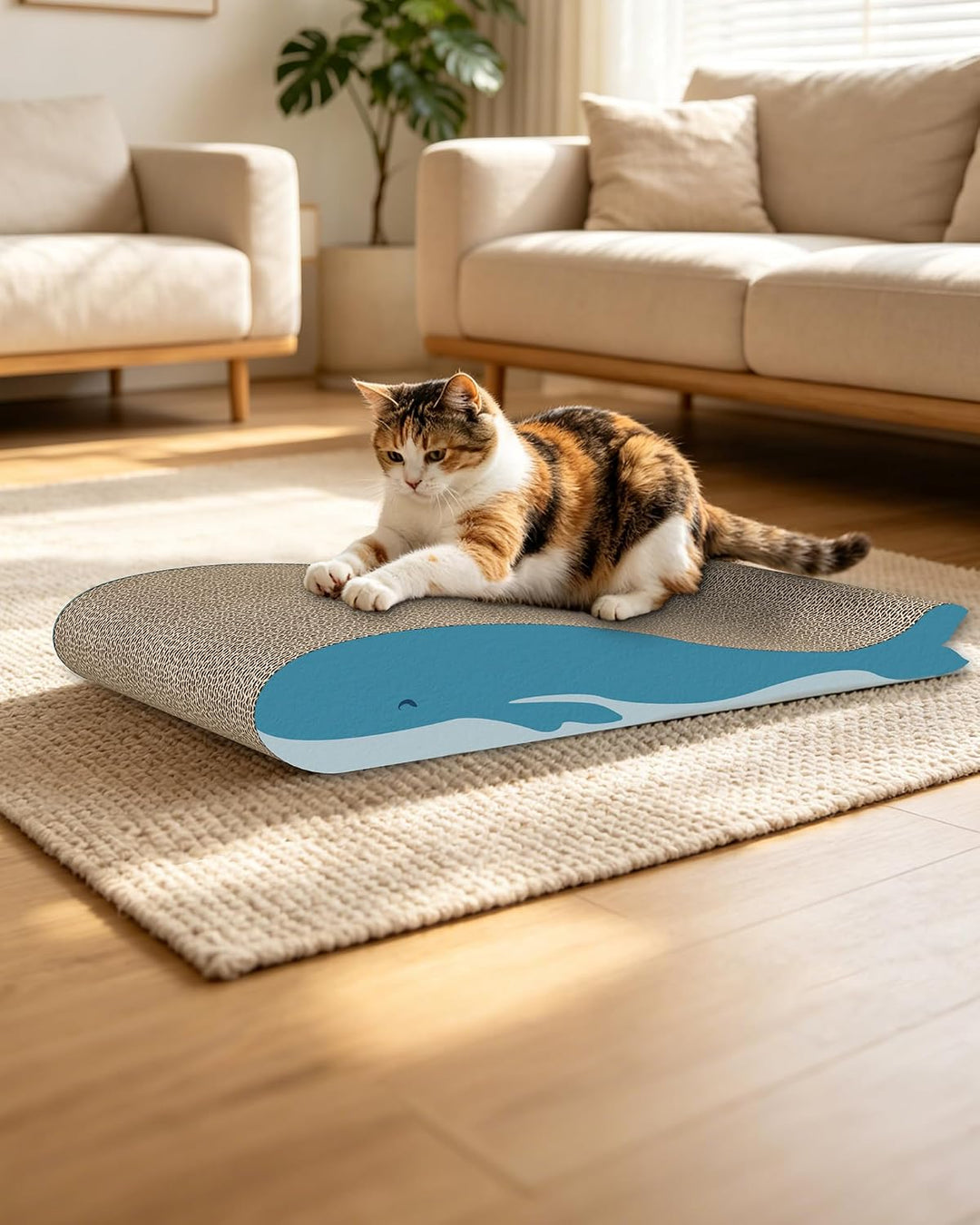 Kratzbrett Katze 2er-Set, Gebogenes Doppelseitig Nutzbare Kratzpappe für Katzen, 42x30x6,5cm grosses