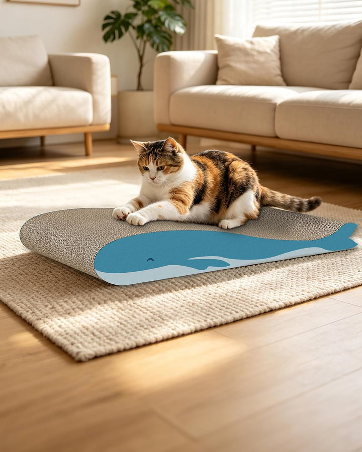 Kratzbrett Katze 2er-Set, Gebogenes Doppelseitig Nutzbare Kratzpappe für Katzen, 42x30x6,5cm grosses