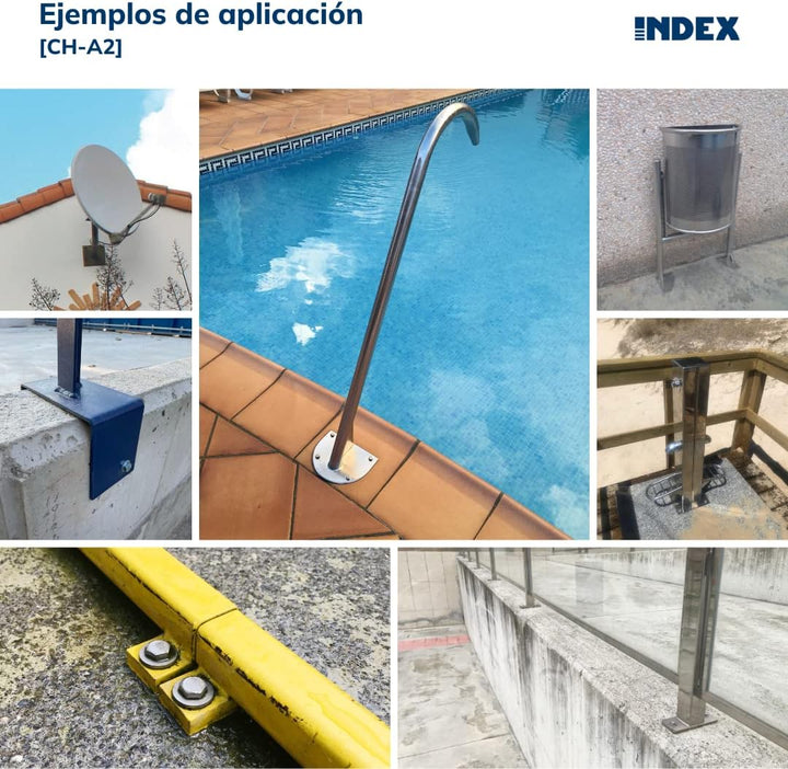 Index Fixing Systems ch-a2 – Pack von 100 Verankerungen antigiro für hohe Lasten (rostfrei A2), ACHT