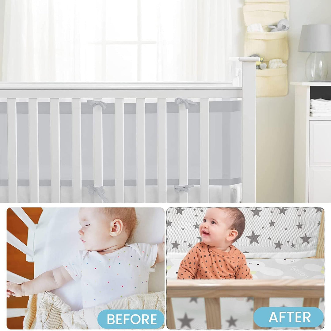Bettumrandung Babybett,Baby Nestchen Bettumrandung,Kopfumrandung Babybett,Atmungsaktive Krippenumran