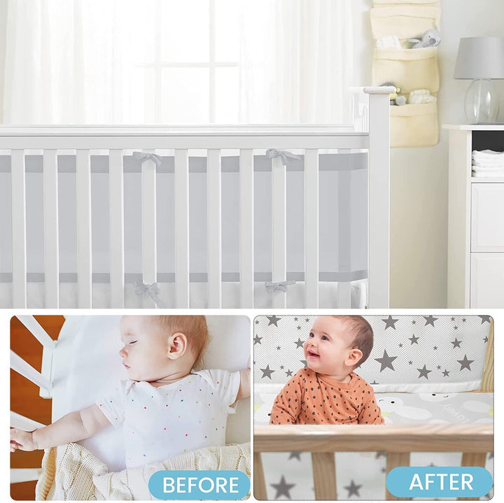 Bettumrandung Babybett,Baby Nestchen Bettumrandung,Kopfumrandung Babybett,Atmungsaktive Krippenumran