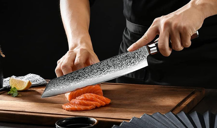 FANTECK 24cm Kiritsuke Damastmesser Kochmesser Scharf Profi Chefmesser Fleisch Obst Gyuto Allzweckme