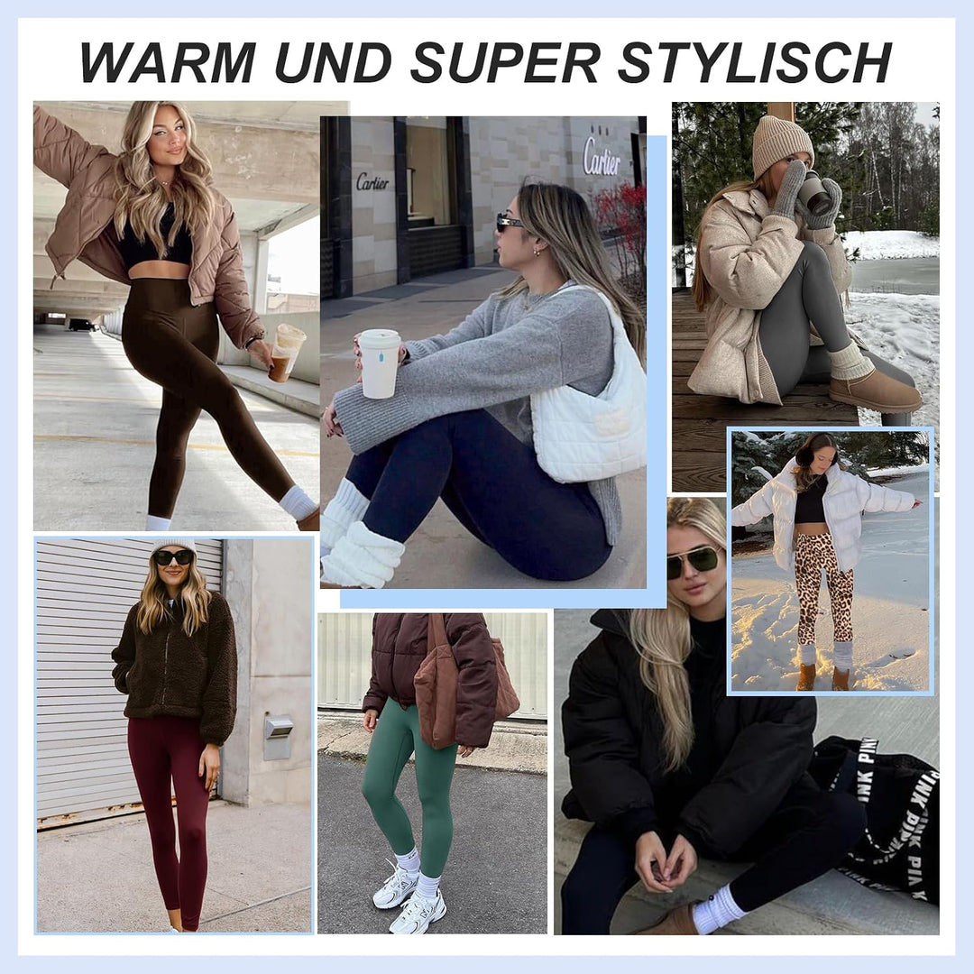 AMIYOYO Thermo Leggings Damen High Waist Mit Fleece | Gefütterte Thermoleggins, Blickdicht Strumpfho