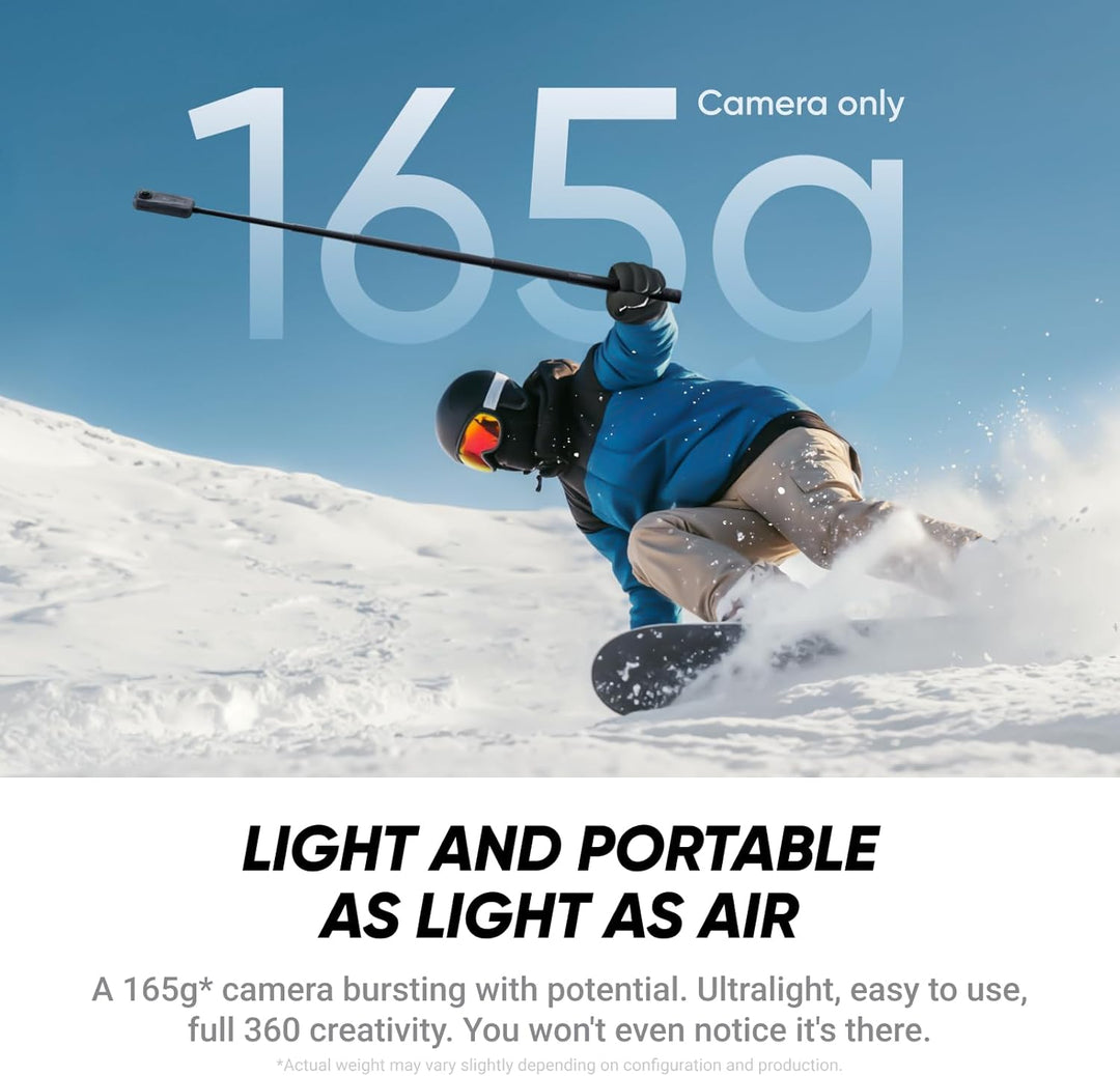 Insta360 X4 Air Ski-Bundle – 165 g leichte, wasserdichte 8K 360°-Kamera, Unsichtbarer Selfie-Stick,