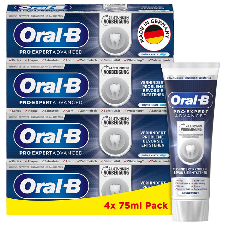 Oral-B Pro-Expert Advanced Zahncreme, 24 Stunden Plaque-Vorbeugung, Grüne Minze, Made in Germany, Za