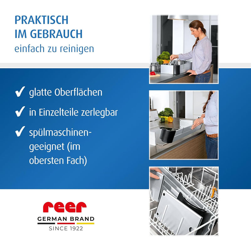 reer Herdschutzgitter Premium zum Kleben, grössenverstellbar 44-65 cm, für Induktion und Gasherd gee