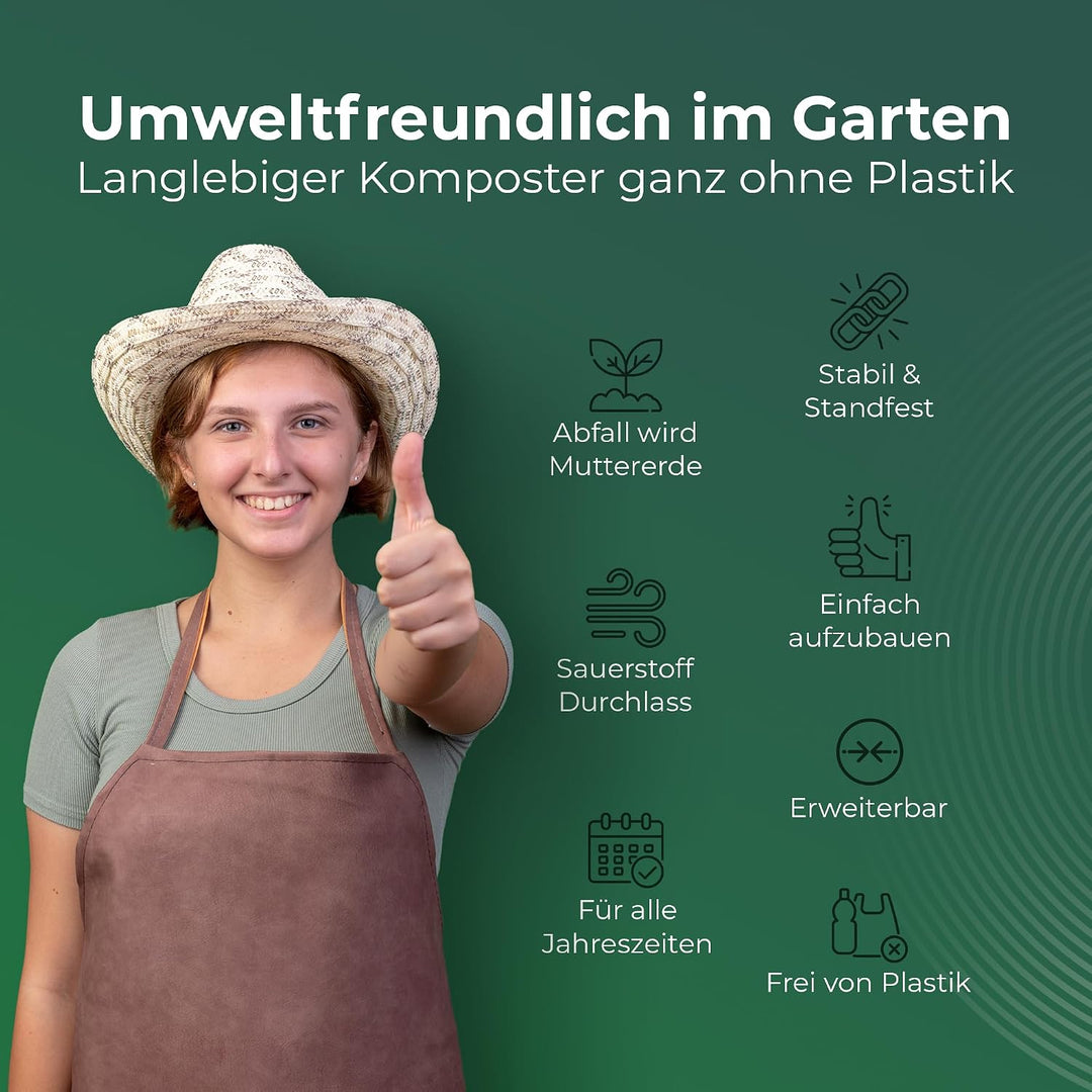 Novatool Garten-Komposter Metall 100x100x50 cm, mit erweiterbarem Stecksytem, pulverbeschichteter Me