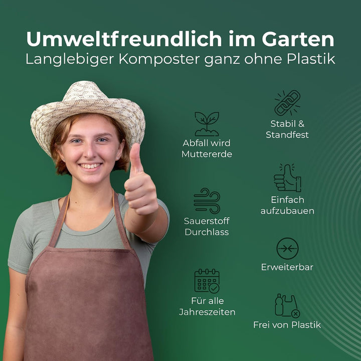 Novatool Garten-Komposter Metall 100x100x50 cm, mit erweiterbarem Stecksytem, pulverbeschichteter Me