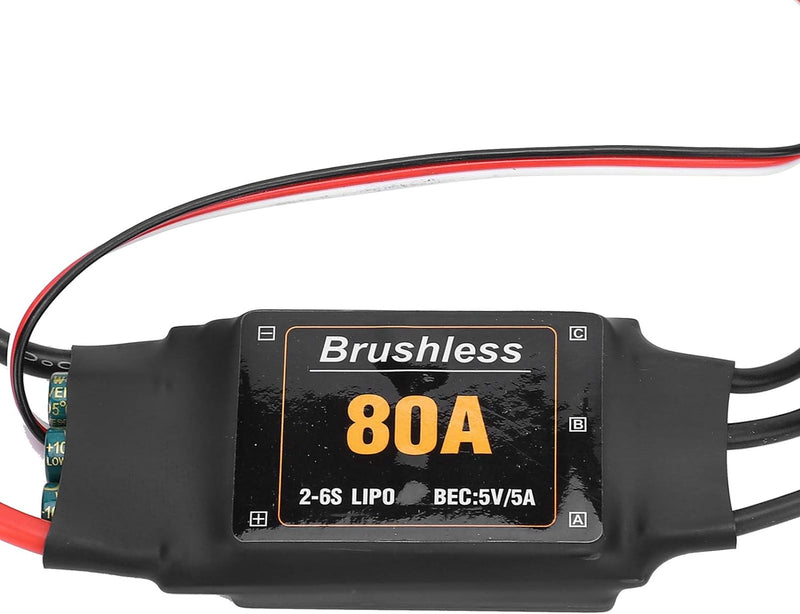 RiToEasysports Brushless ESC, 80A Hochpräziser RC-Elektro-Drehzahlregler ESC RC-Flugzeugzubehör für