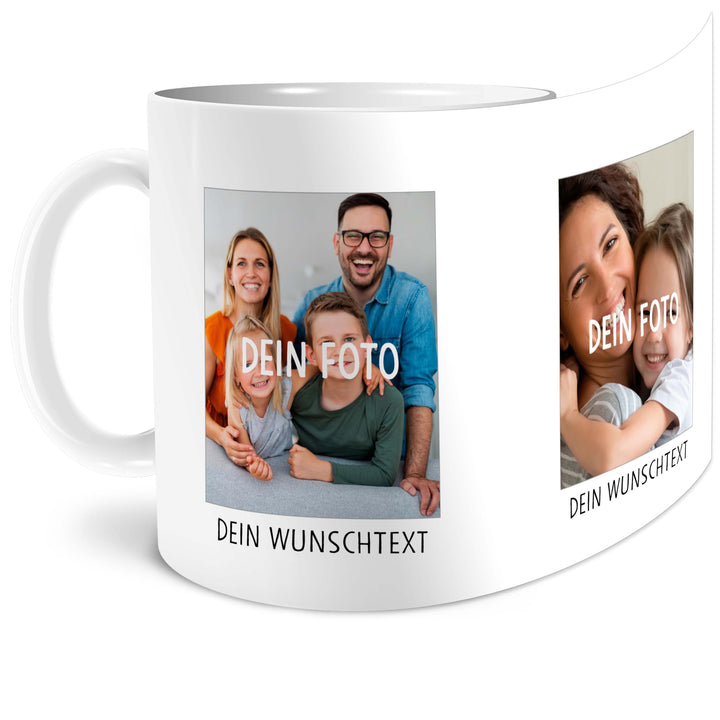 OWLBOOK® Personalisierte Tasse mit 2 Fotos & Spruch selbst gestalten | Fototasse mit eigenem Bild &