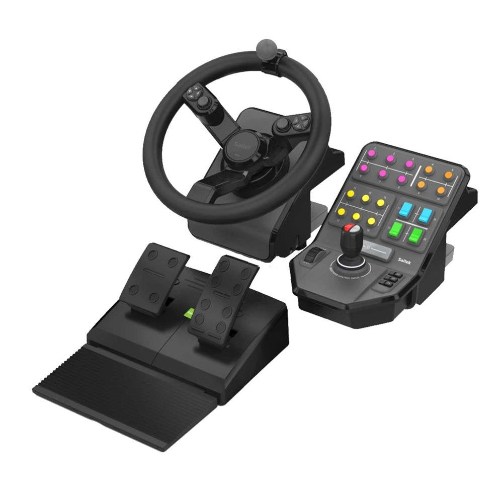 Logitech G Saitek Farm Sim Controller, Farming Simulator Bundle bestehend aus Lenkrad, Steuerkonsole